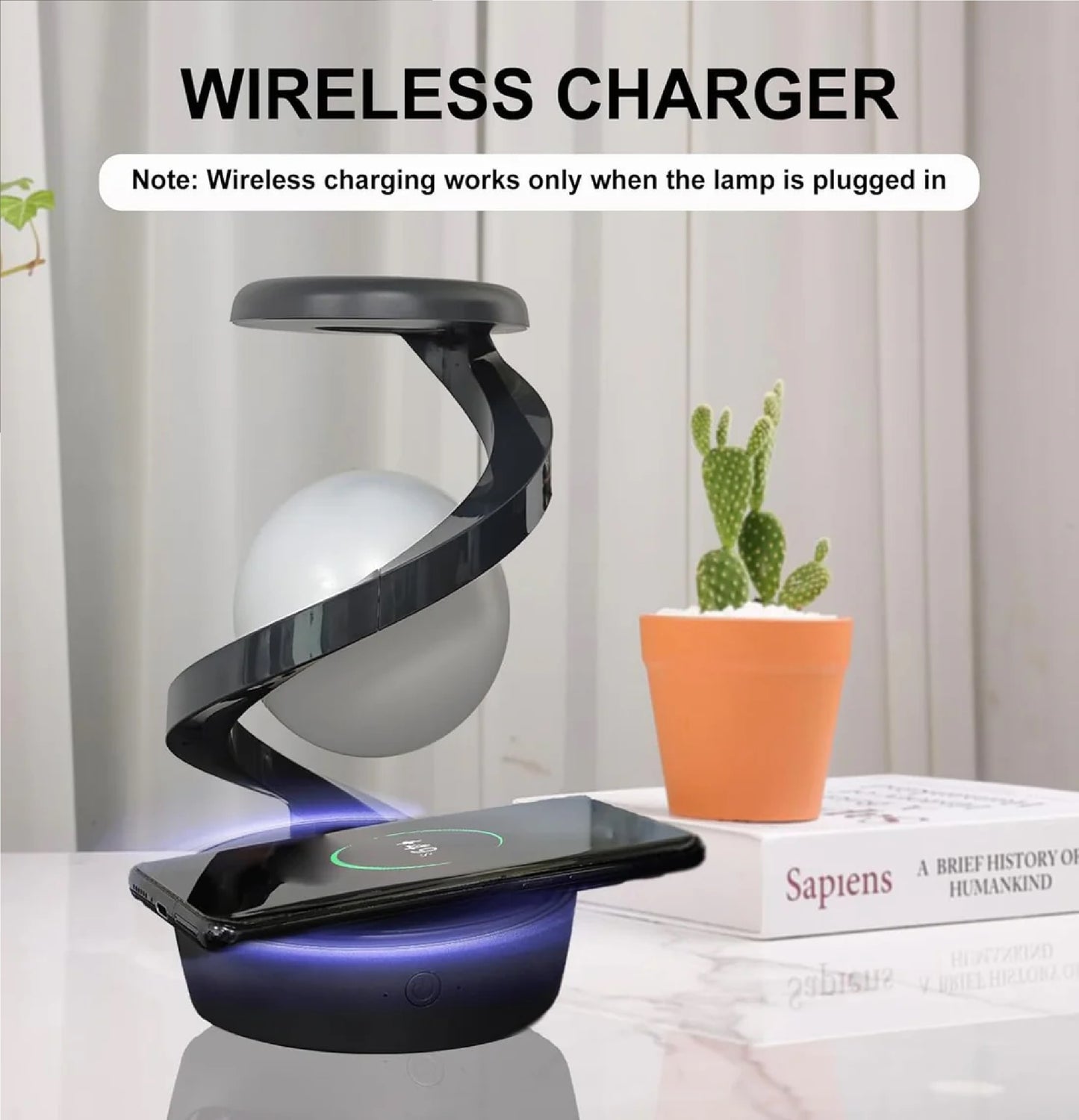 3D Levitating Ball Lamp with Wireless Phone Charger