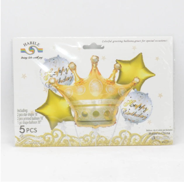 5 in 1 Baby Princess Crown Theme Foil Balloons
