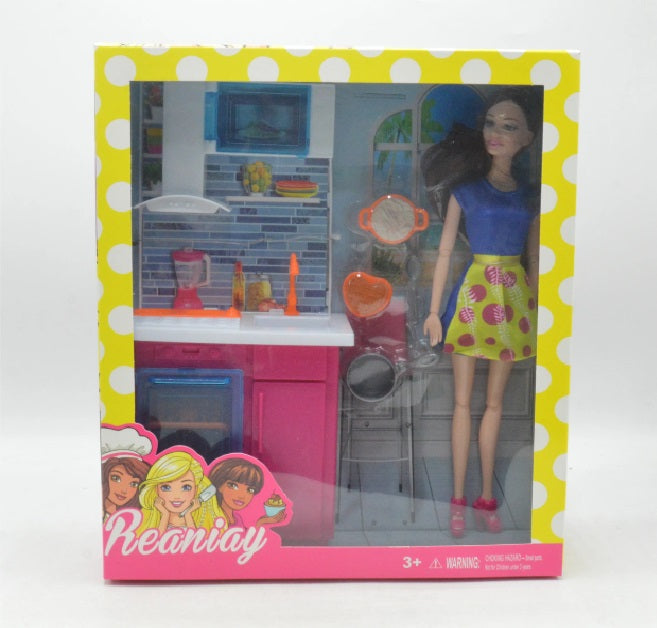 Beautiful Doll with Kitchen Accessories