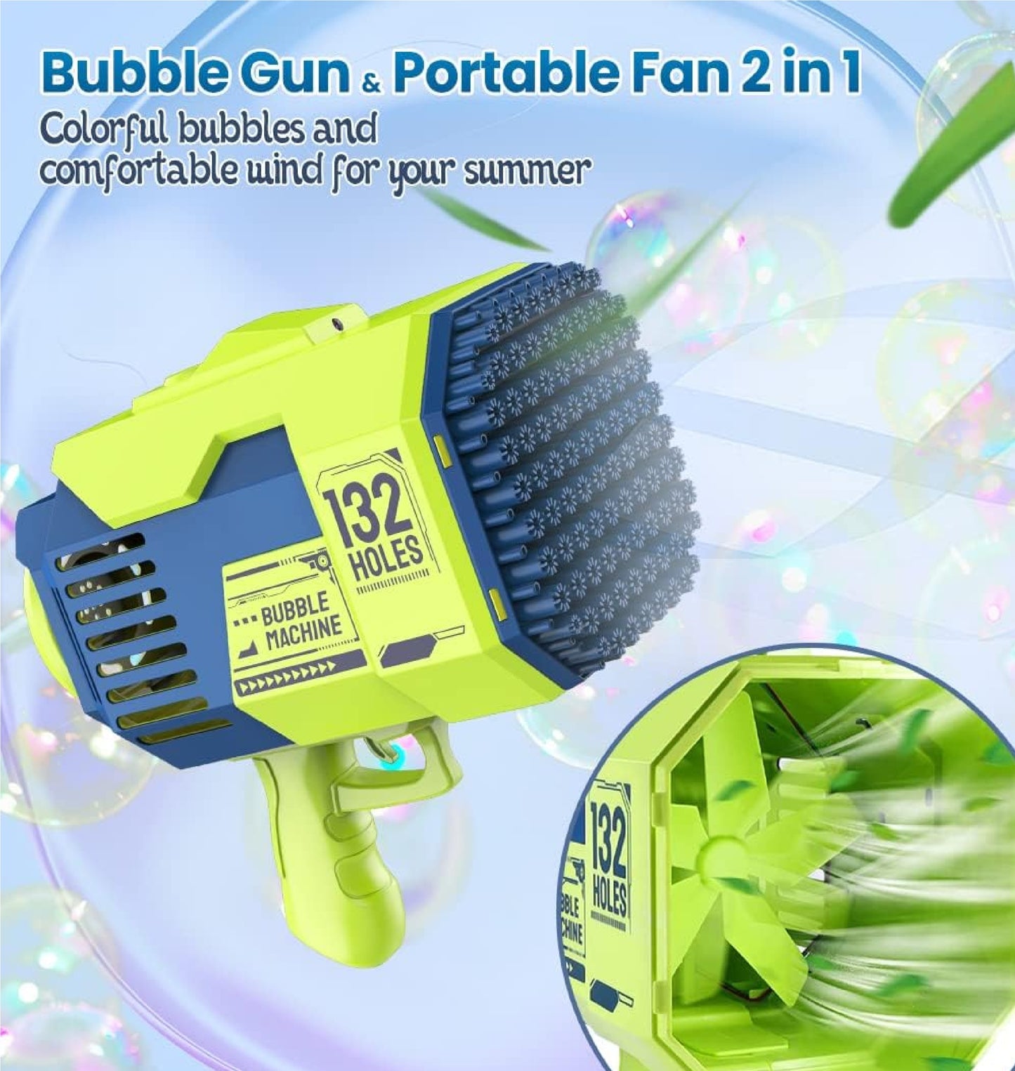 132 Hole ELECTRIC BUBBLE MACHINE Rechargeable