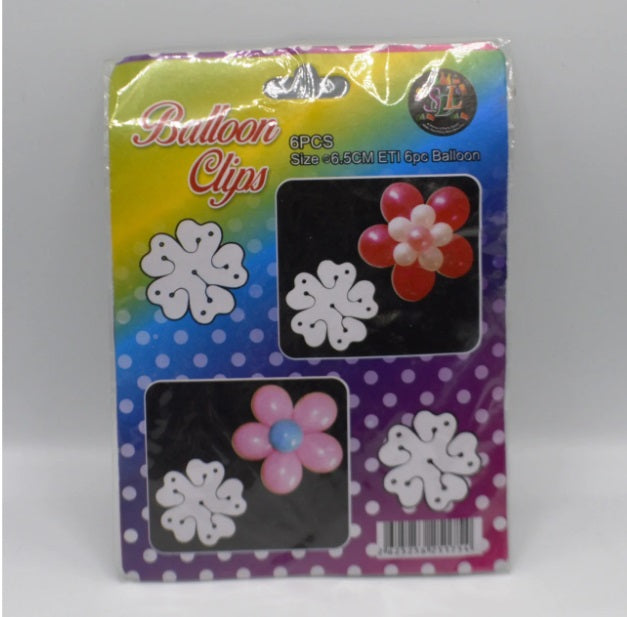 Pack of 6 Flower Large Balloon Clip