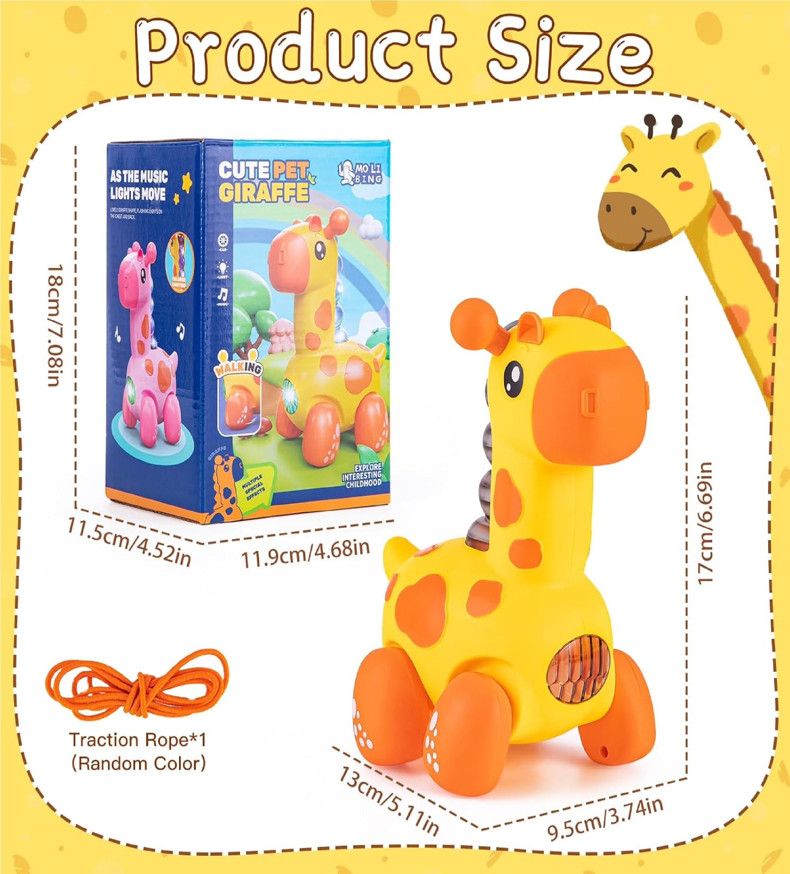 Cute Pet Giraffe Crawling Toys with Music & Light