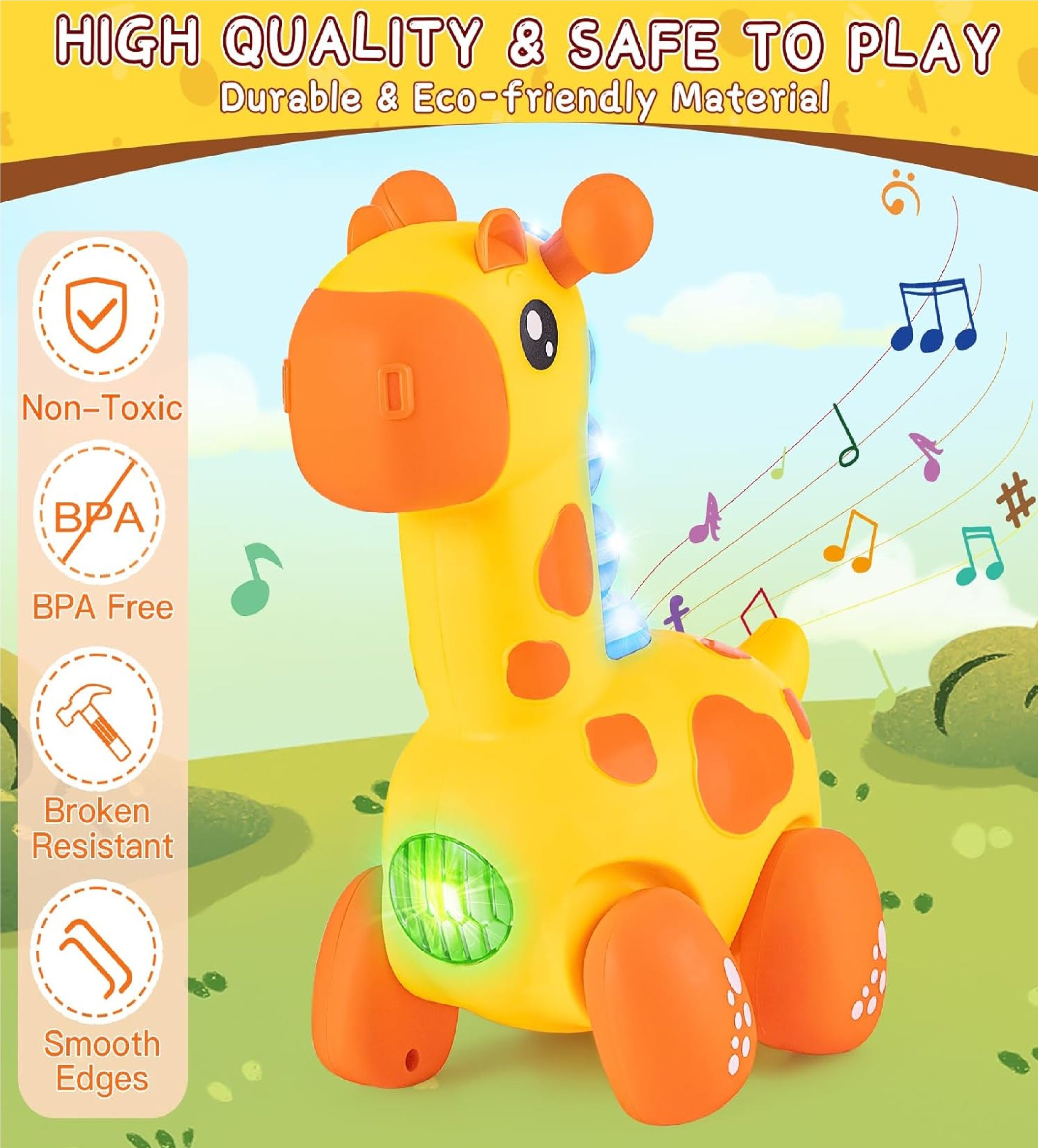 Cute Pet Giraffe Crawling Toys with Music & Light