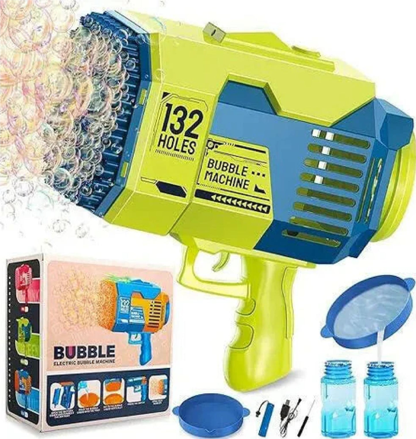 132 Hole ELECTRIC BUBBLE MACHINE Rechargeable