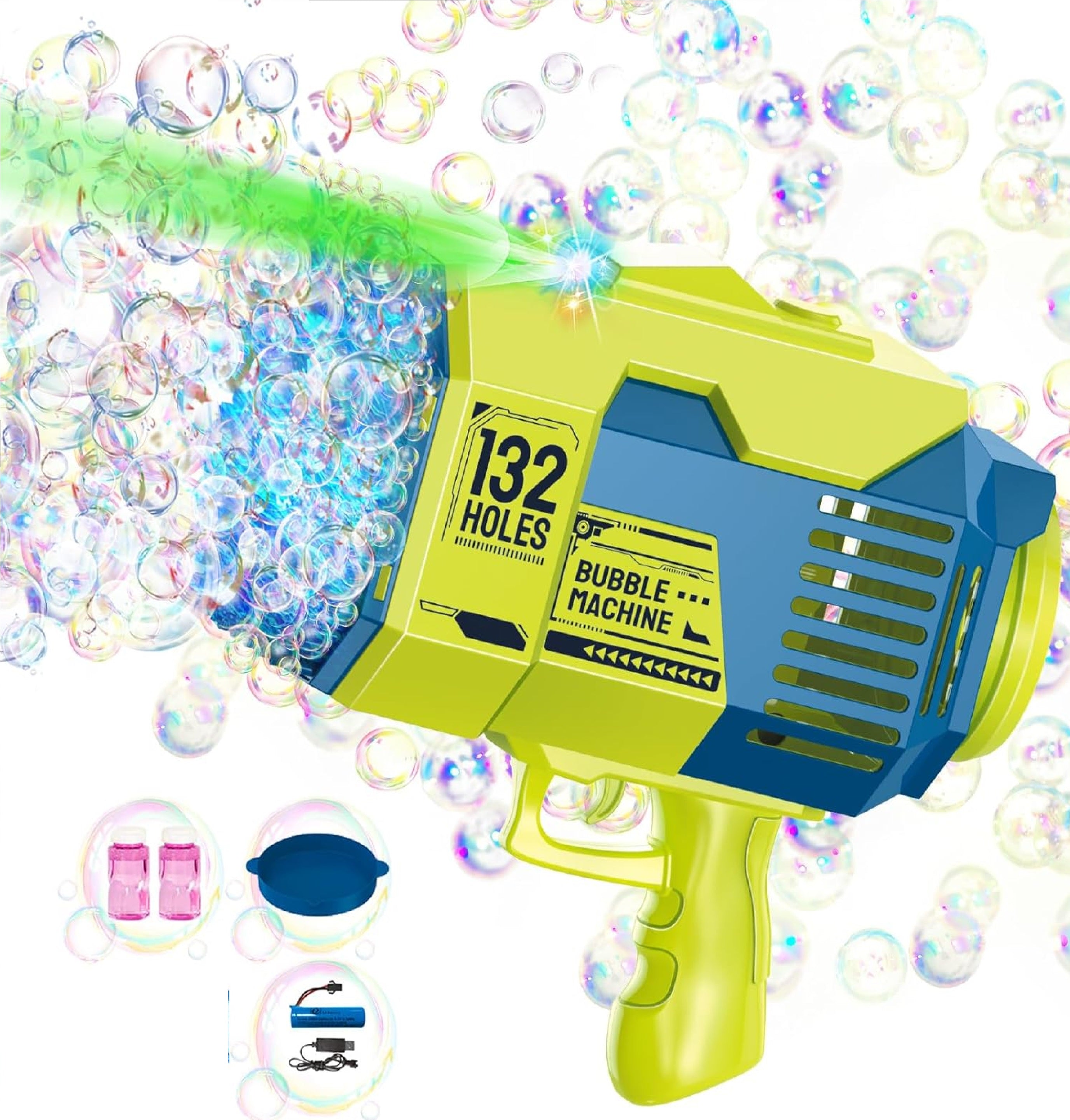 132 Hole ELECTRIC BUBBLE MACHINE Rechargeable