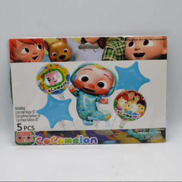 5 in 1 Baby Cocomelon Theme Foil Balloons Set