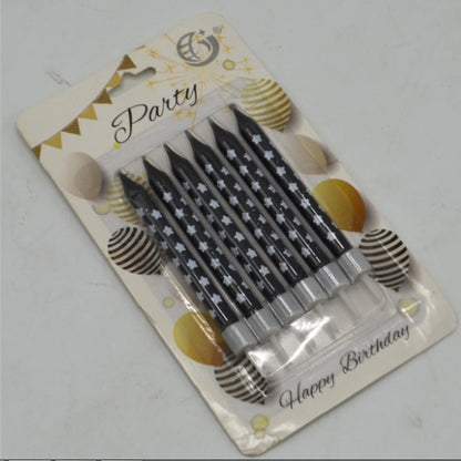 Black Color Party Candles Pack of 6
