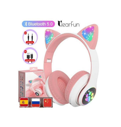 Cat Wireless Headset With LED Colorful Light