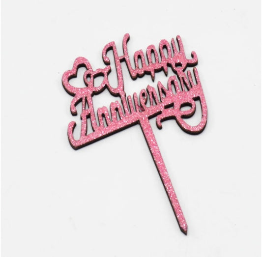 Happy Anniversary Glitter Cake Topper