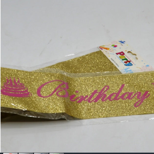 Happy Birthday Glitter Sash Golden Color