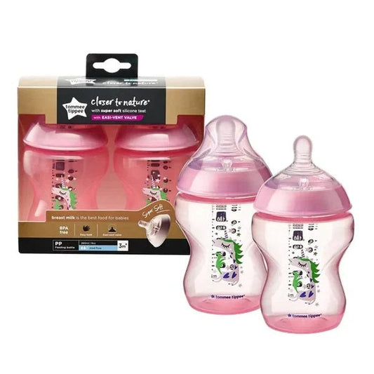 Tommee Tippee Tinted Feeding Bottle 260ml Pink Pack of 2 - 422581