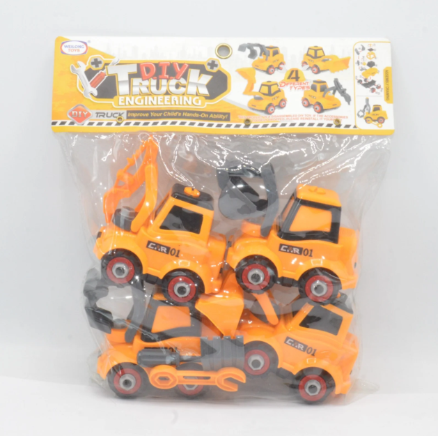 Pack Of 4 DIY Engineering Construction Truck