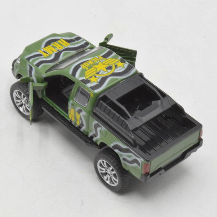 Diecast Army Off-Road Pickup Car