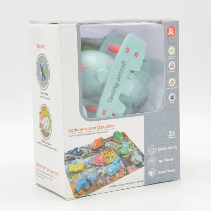 Cartoon Aircraft with Puzzle