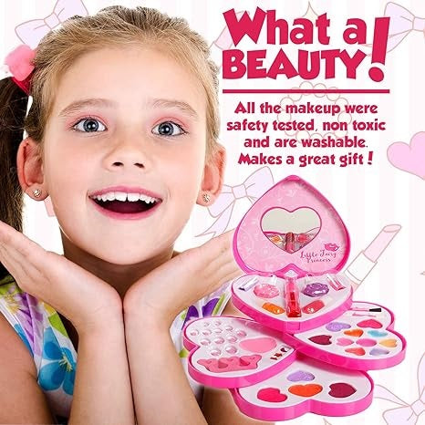 Little Fairy Princess Washable Makeup & Nail Heart Palette with Mirror